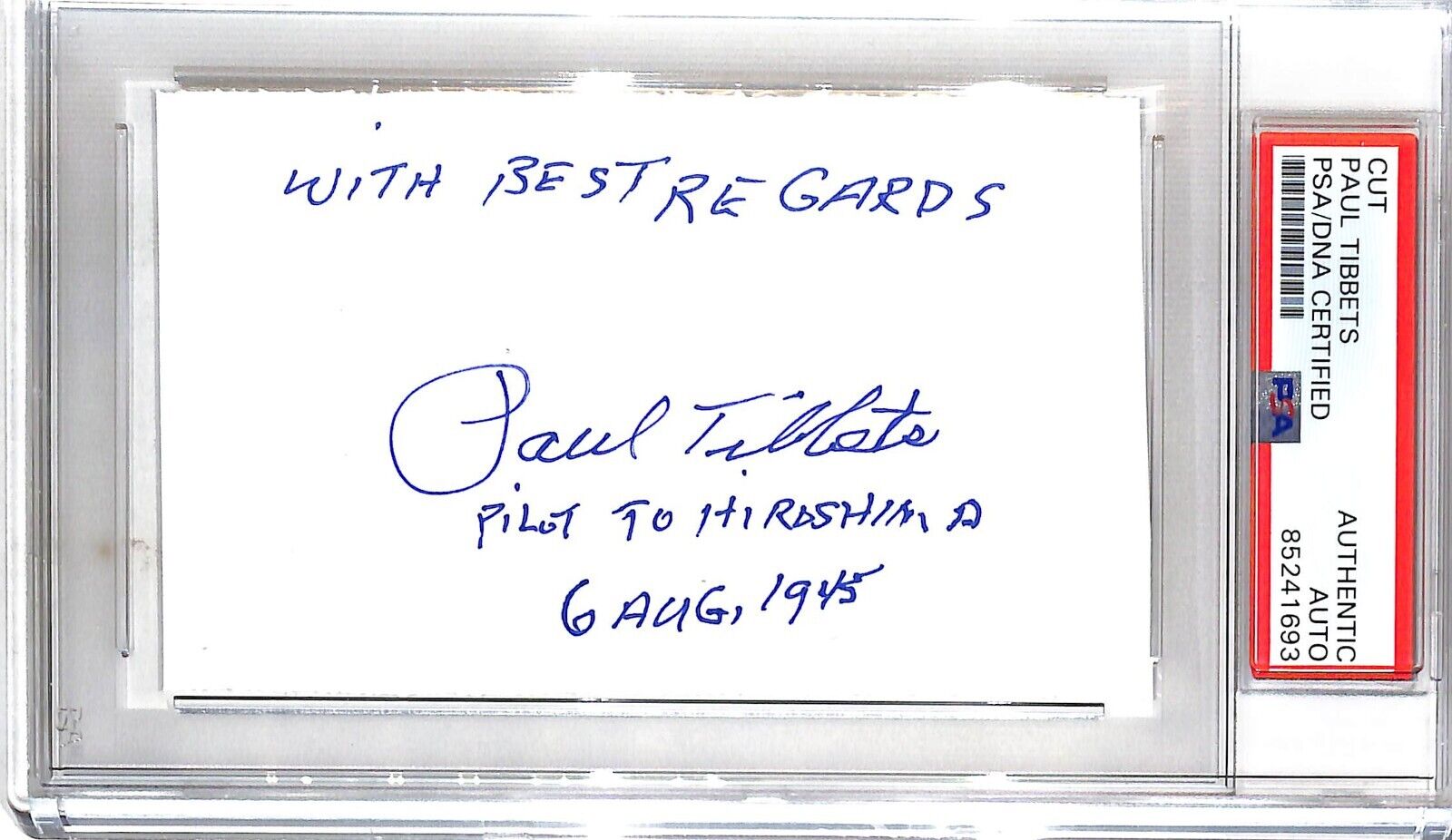 Paul Tibbets Autographed 3x5 Cut 
