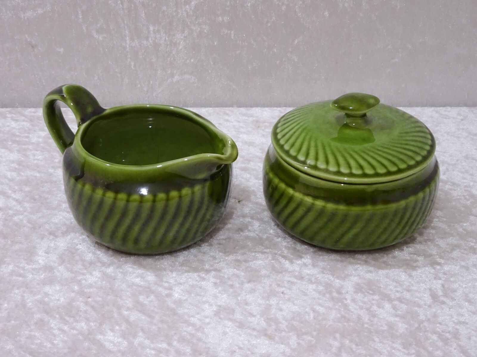 Boch La Louvière Ceramic Design Sugar Bowl Milk Pot Trianon Vintage Green