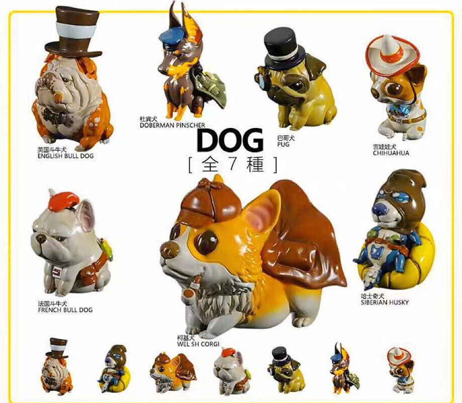 World Famous Dog Detective Painted Model Animal Limited Sculpture 7PCS New Stock