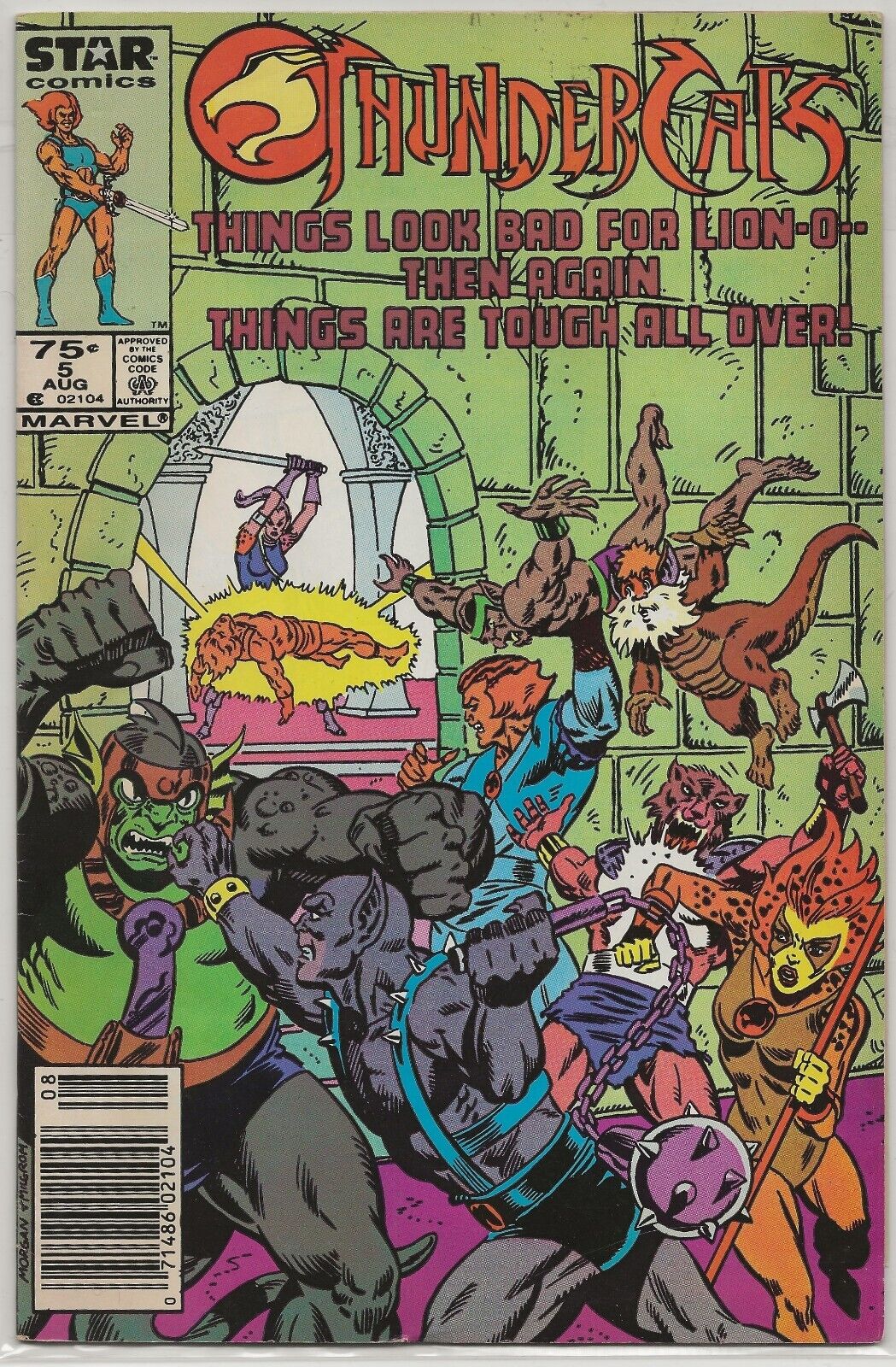Thundercats #5 1986 Marvel Star Comic: Tom Morgan and Al Milgrom Newsstand Cover