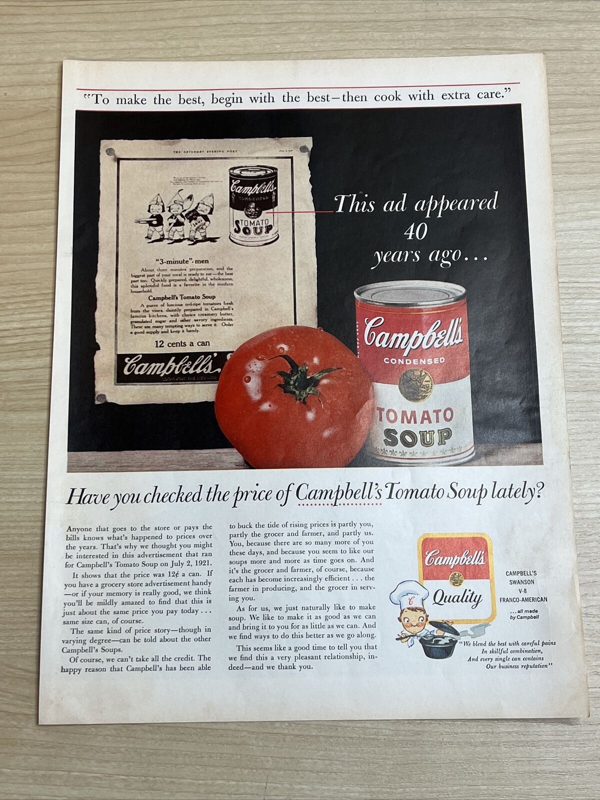 Campbell\'s Tomato Soup Swanson Condensed 1962 Vintage Print Ad Life Magazine