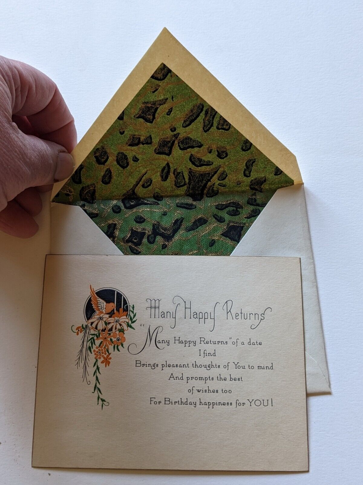 Vintage Unused Buzza Birthday Greeting Card w Original Lined Envelope 1920s NOS