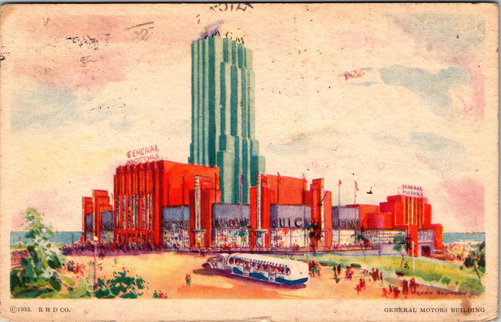Postcard General Motors Bdg Chicago Worlds Fair 1933 A Century Of Progress Expo.