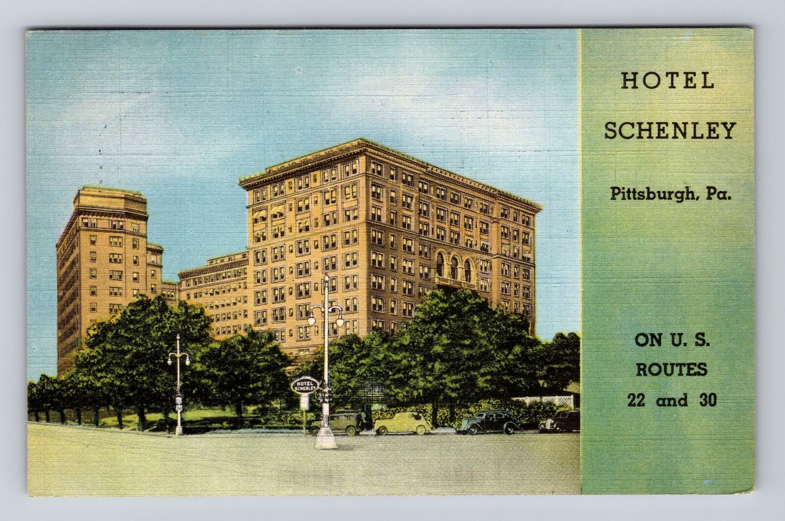 Pittsburgh PA-Pennsylvania, Hotel Schenley, Advertising, Vintage Postcard