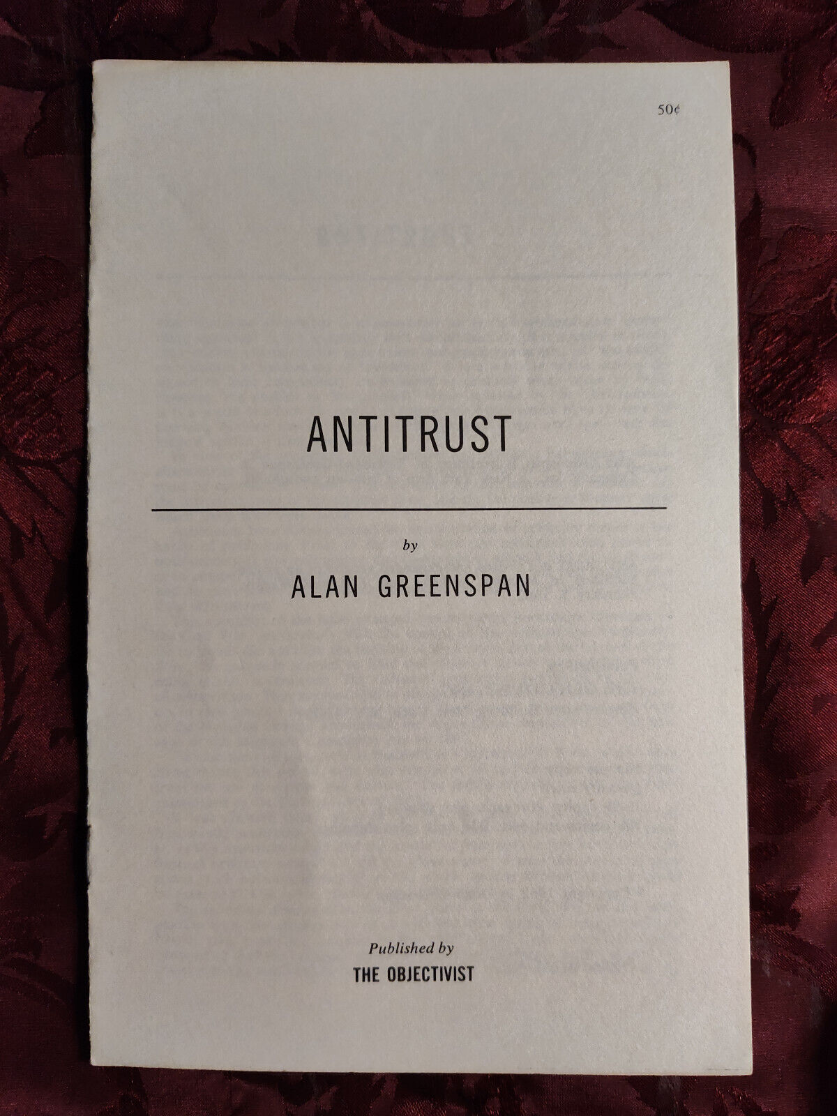 RARE Ayn Rand Objectivist Pamphlet ANTITRUST Alan Greenspan