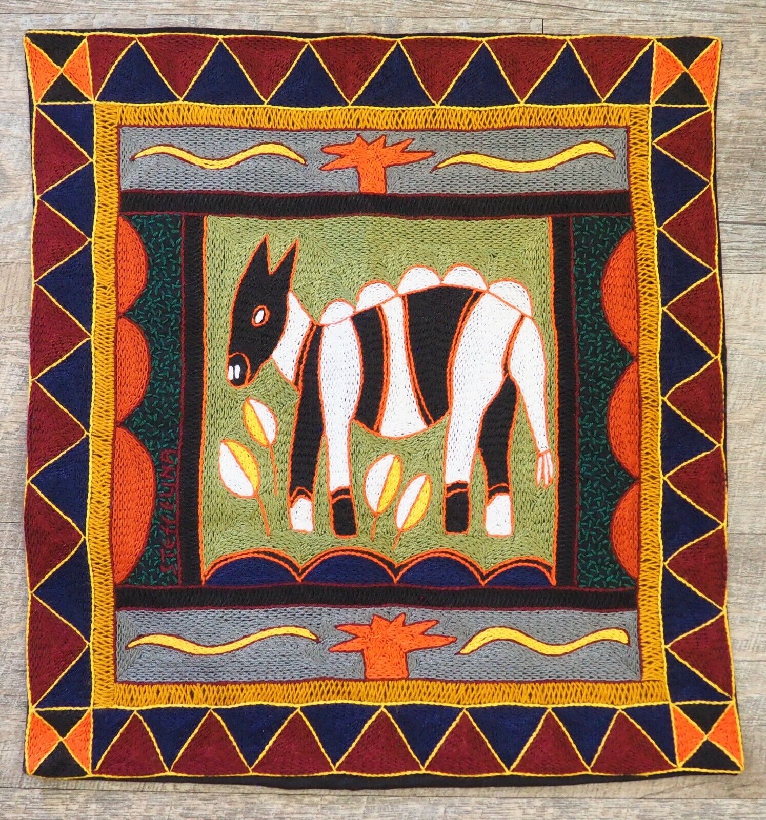 Kaross Shangaan Hand Embroidered South Africa African Art Pillow Case / Cover