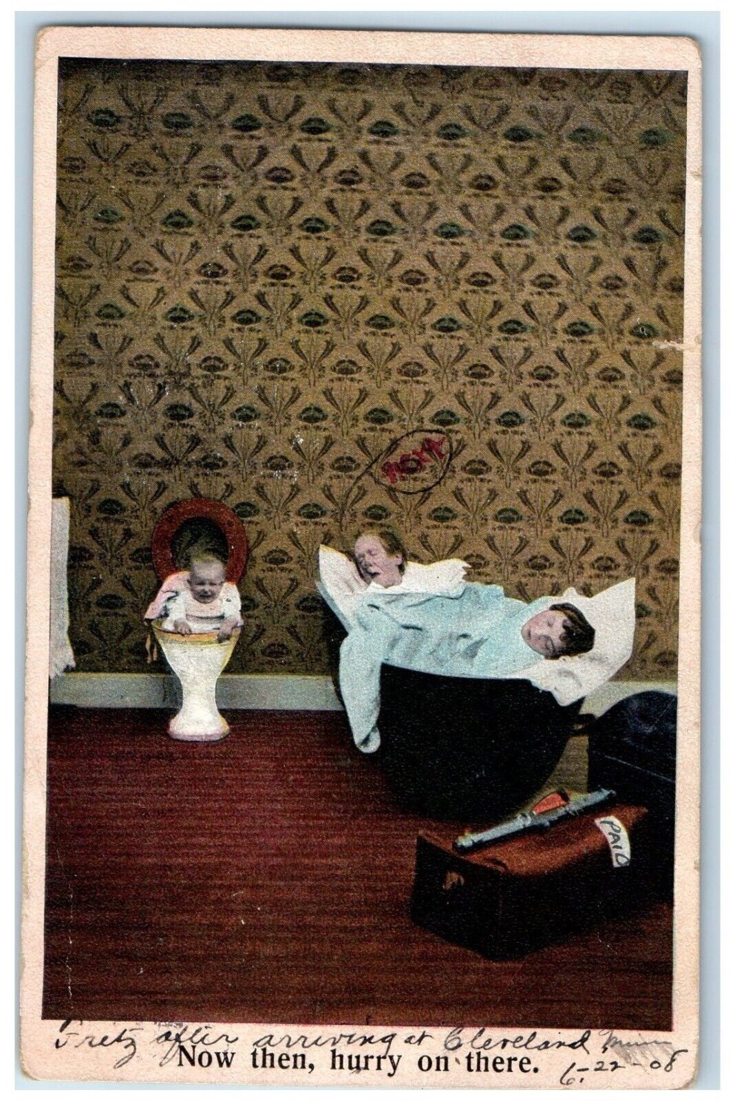 1908 Baby In The Toilet Stillwater Minnesota MN Bamforth Comic Antique Postcard