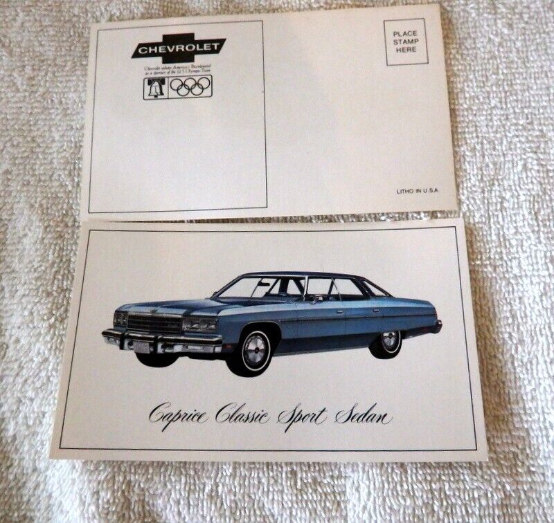 1976 Chevrolet Caprice Classic Sport Sedan Original Olympic Postcard
