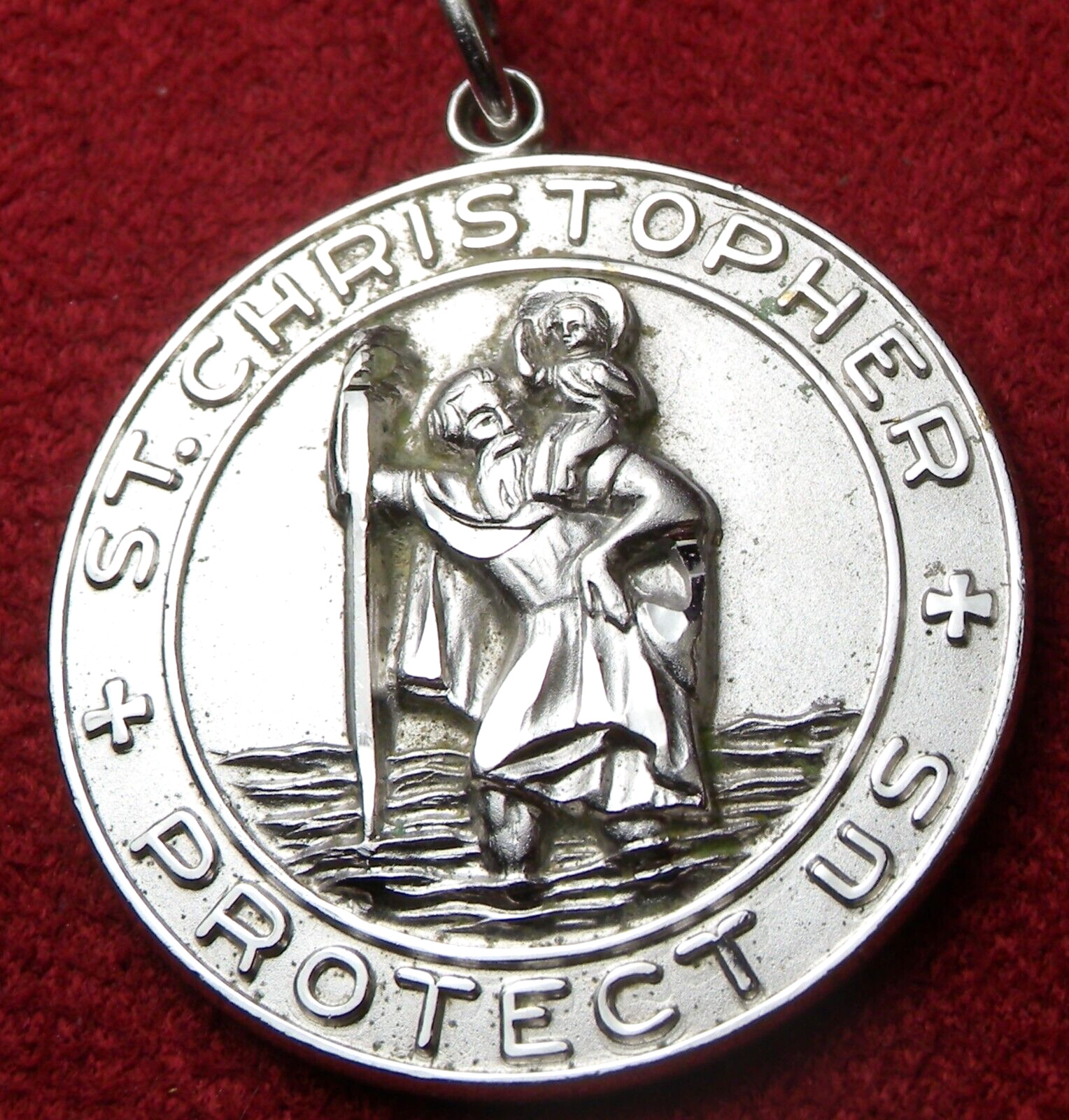 Carmelite Nuns Rare Vintage St. Christopher 12 GRAMS Sterling Silver Ingot Medal
