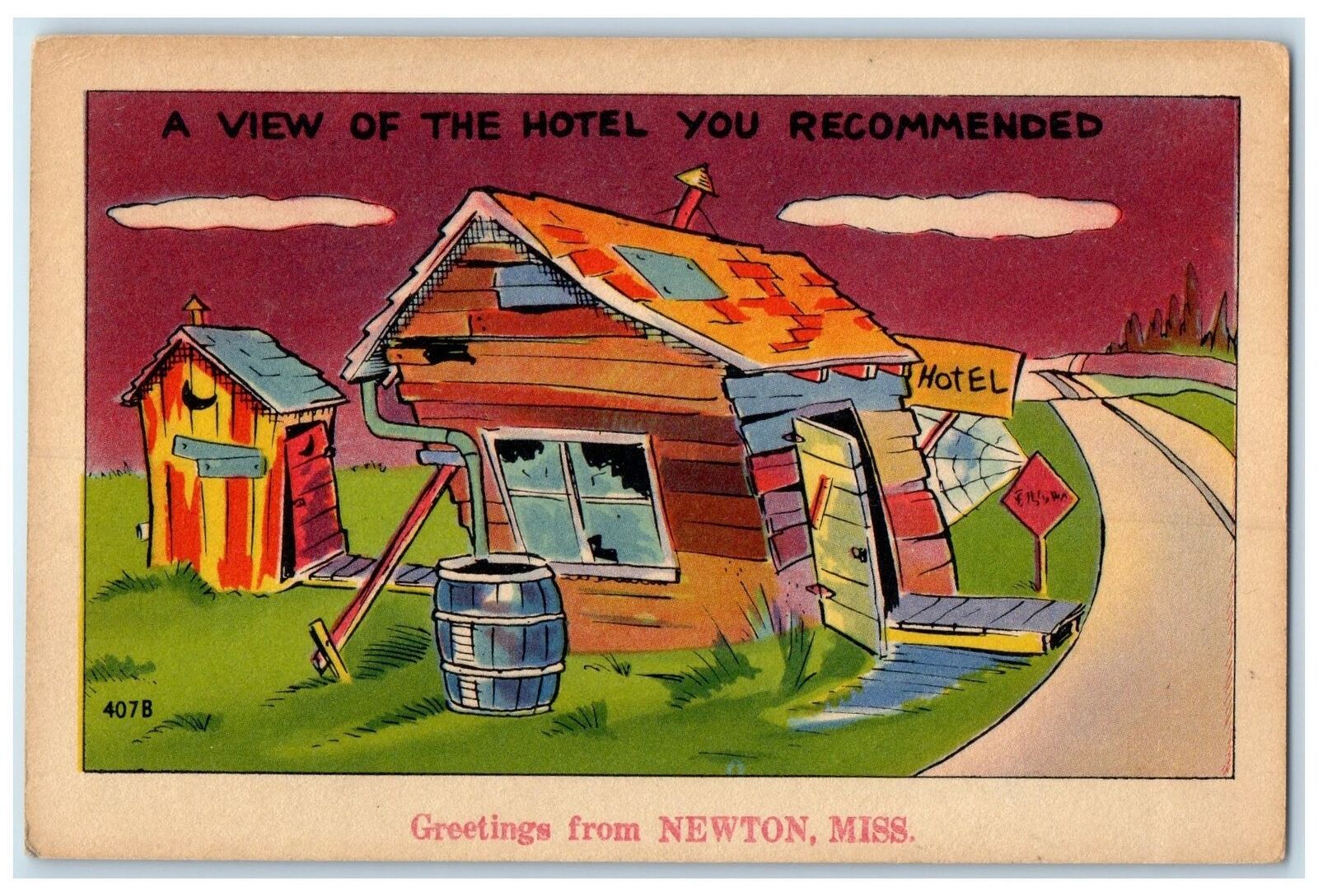 1946 Greetings From Newton Mississippi A View Of Motel You Recommended Postcard