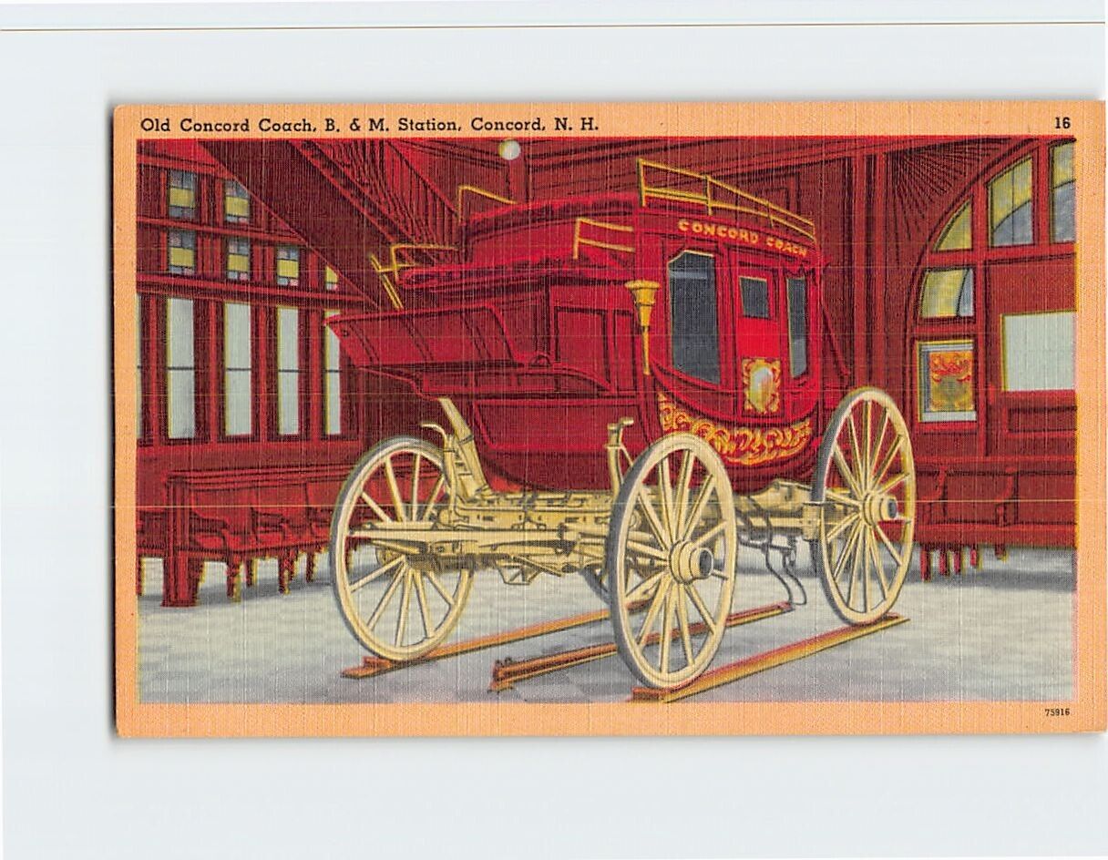 Postcard Old Concord Coach B. & M. Station Concord New Hampshire USA