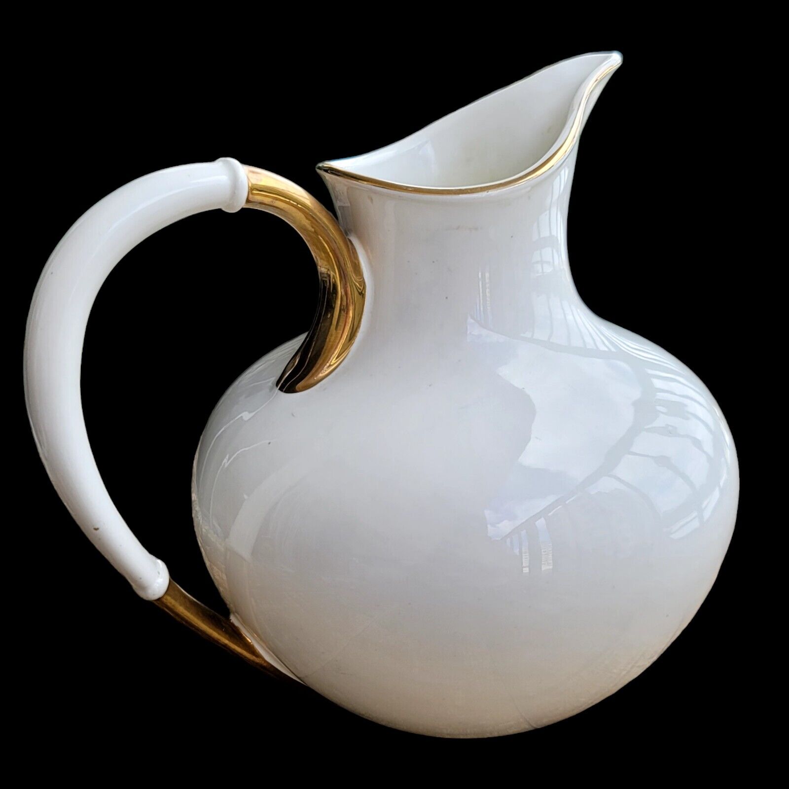 Ernest Sohn Creations 1950's Large White Gold Georgian Design Ceramic Pitcher 