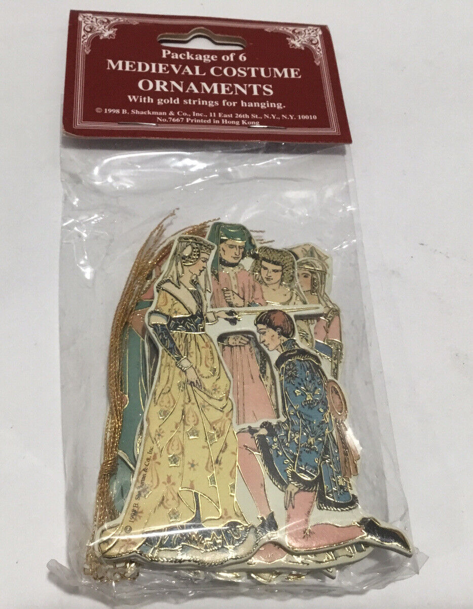 B. Shackman & Co. Medieval Costume Ornaments Pack of 6 Vintage 1998 #7667