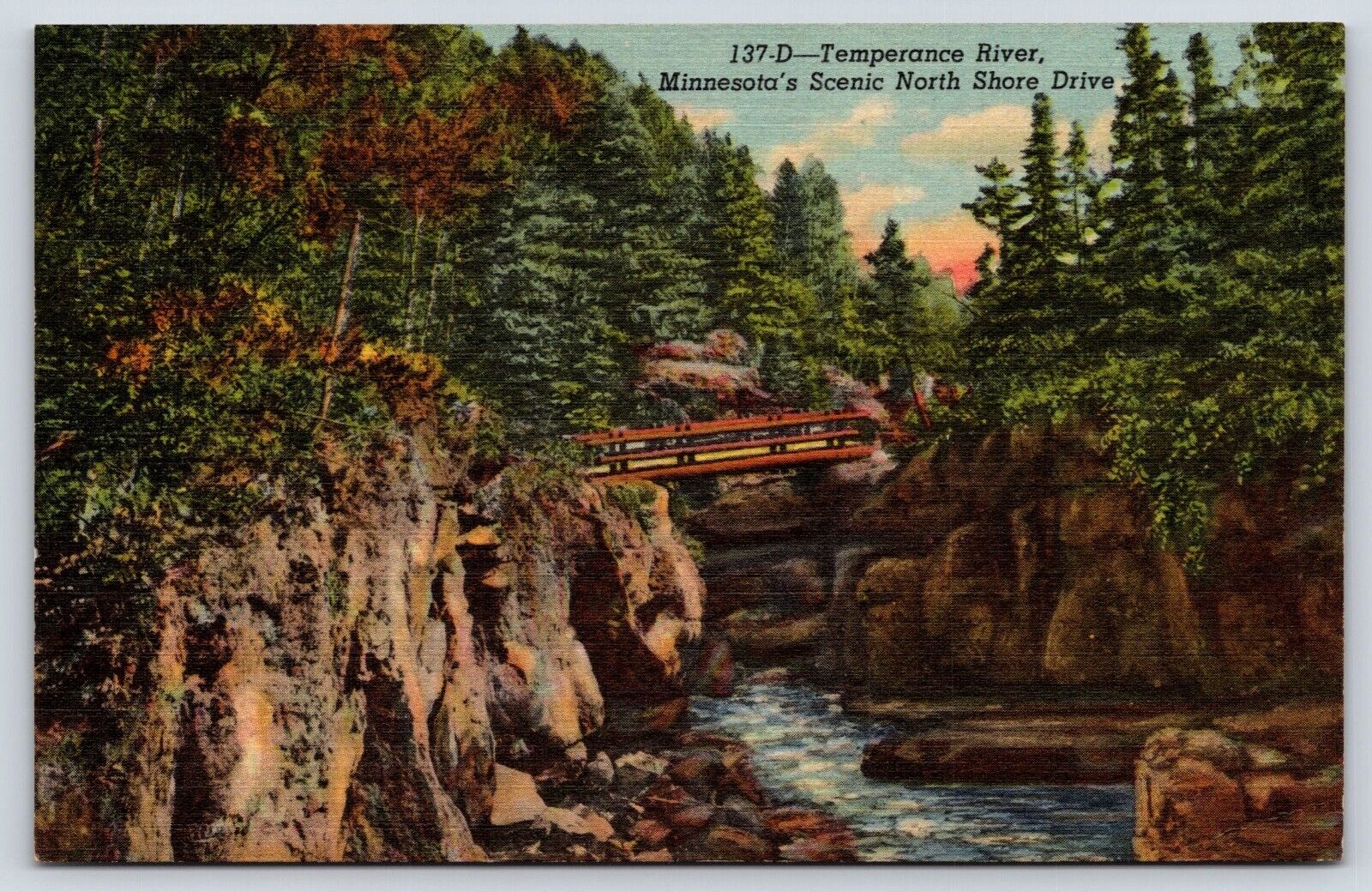 Minnesota North Shore Drive Temperance River Vintage Postcard