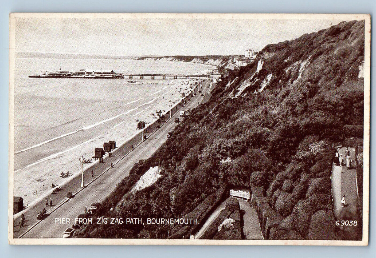 Bournemouth Dorset England Postcard Pier from Zig Zag Path c1930\'s Vintage