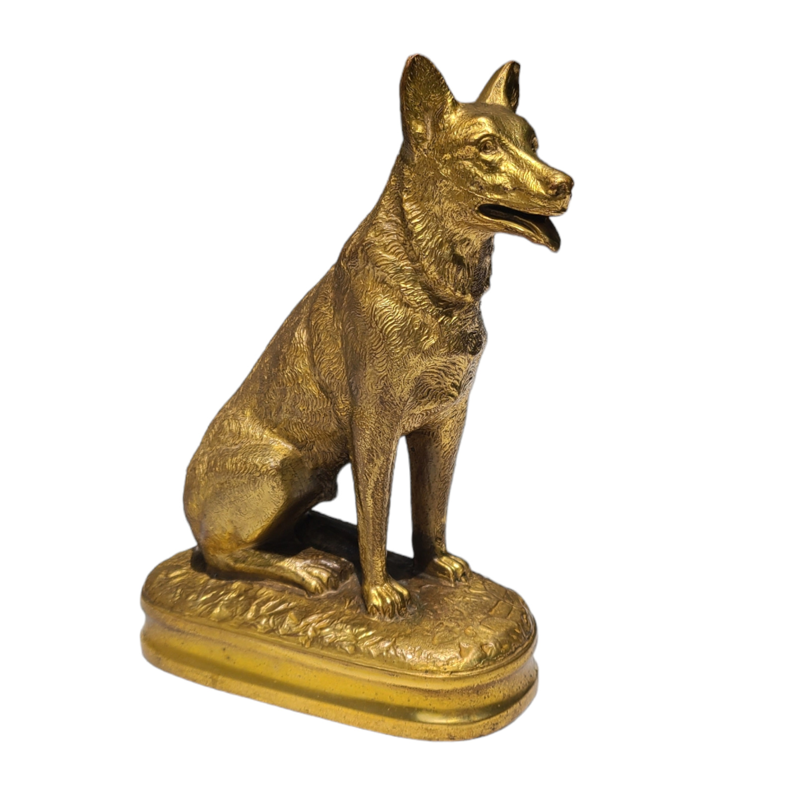 Vintage German Shephard Dog Bookend Kronheim & Oldenbusch Gold Antique Statue
