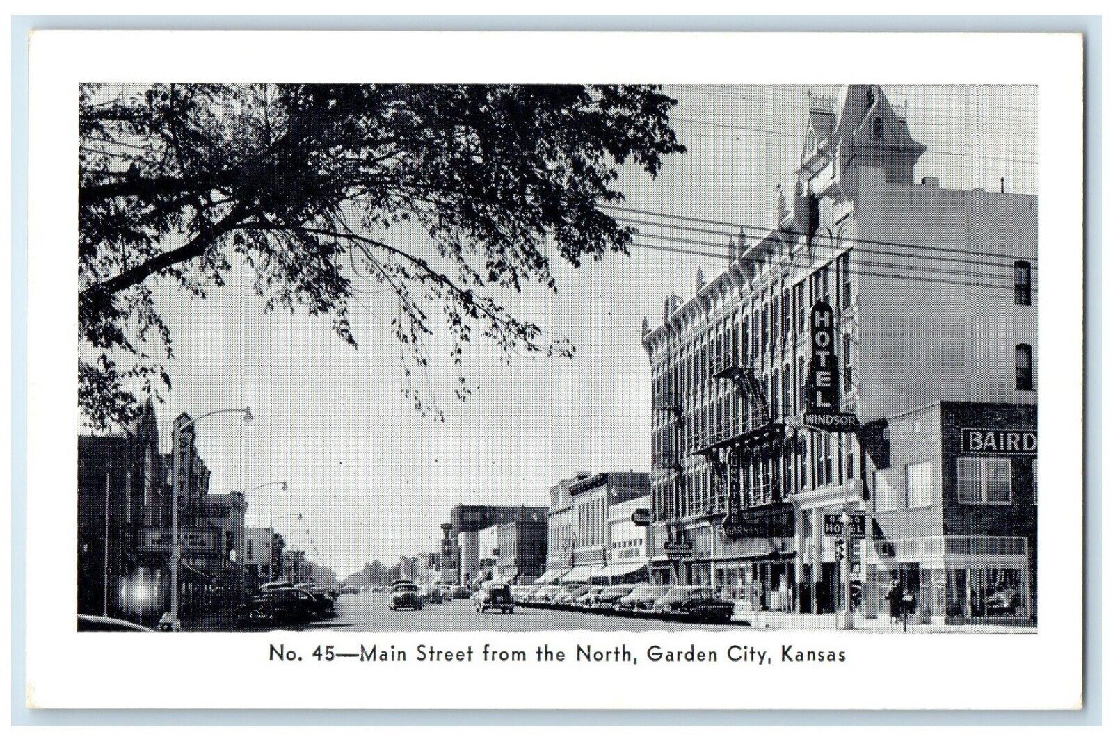 c1940 Main Street North Exterior Road Classic Cars Garden City Kansas Postcard