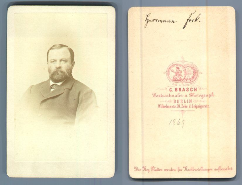 C. Brasch, Berlin Mr. Lyrmann Fork Vintage Business Card, CDV CDV, Shooting