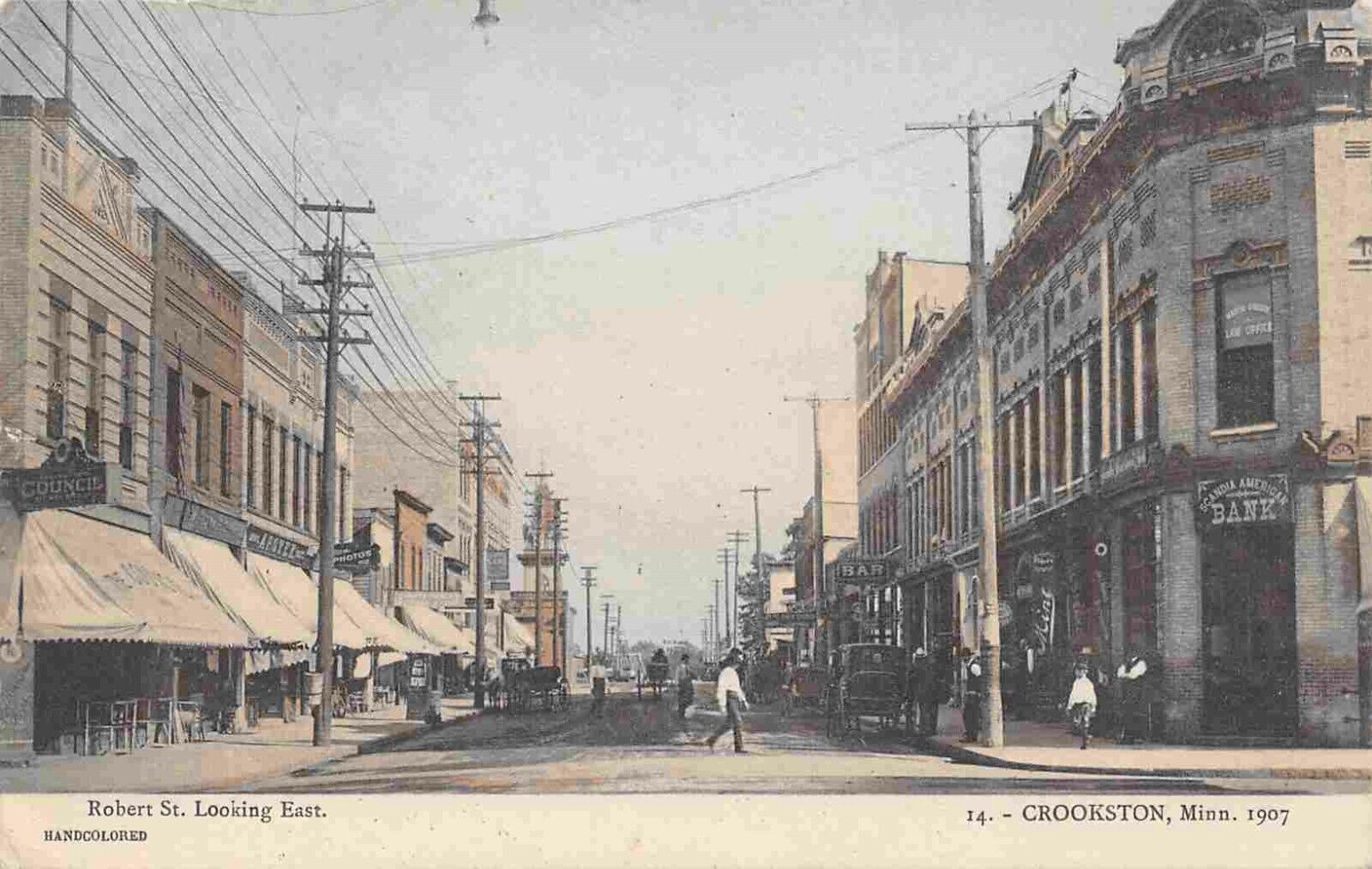 Robert Street Looking East Crookston Minnesota 1908 postcard