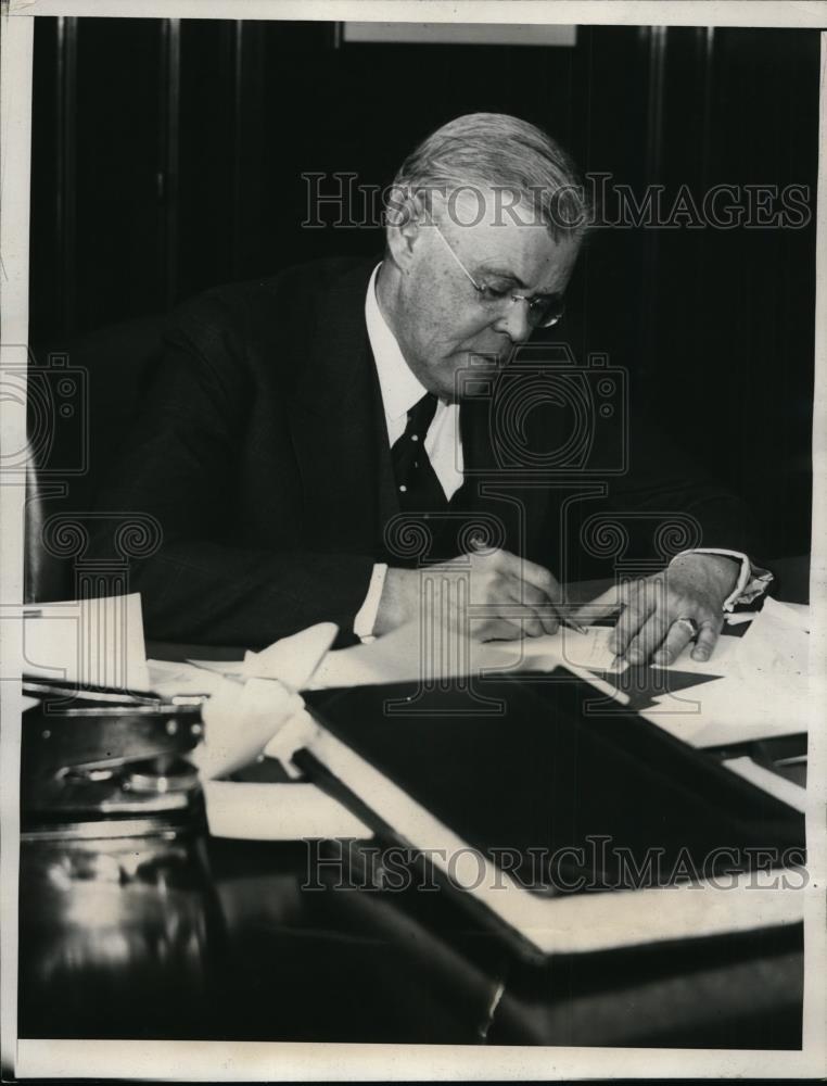 1933 Press Photo James McEvoy President of New National Bank in Detroit MI
