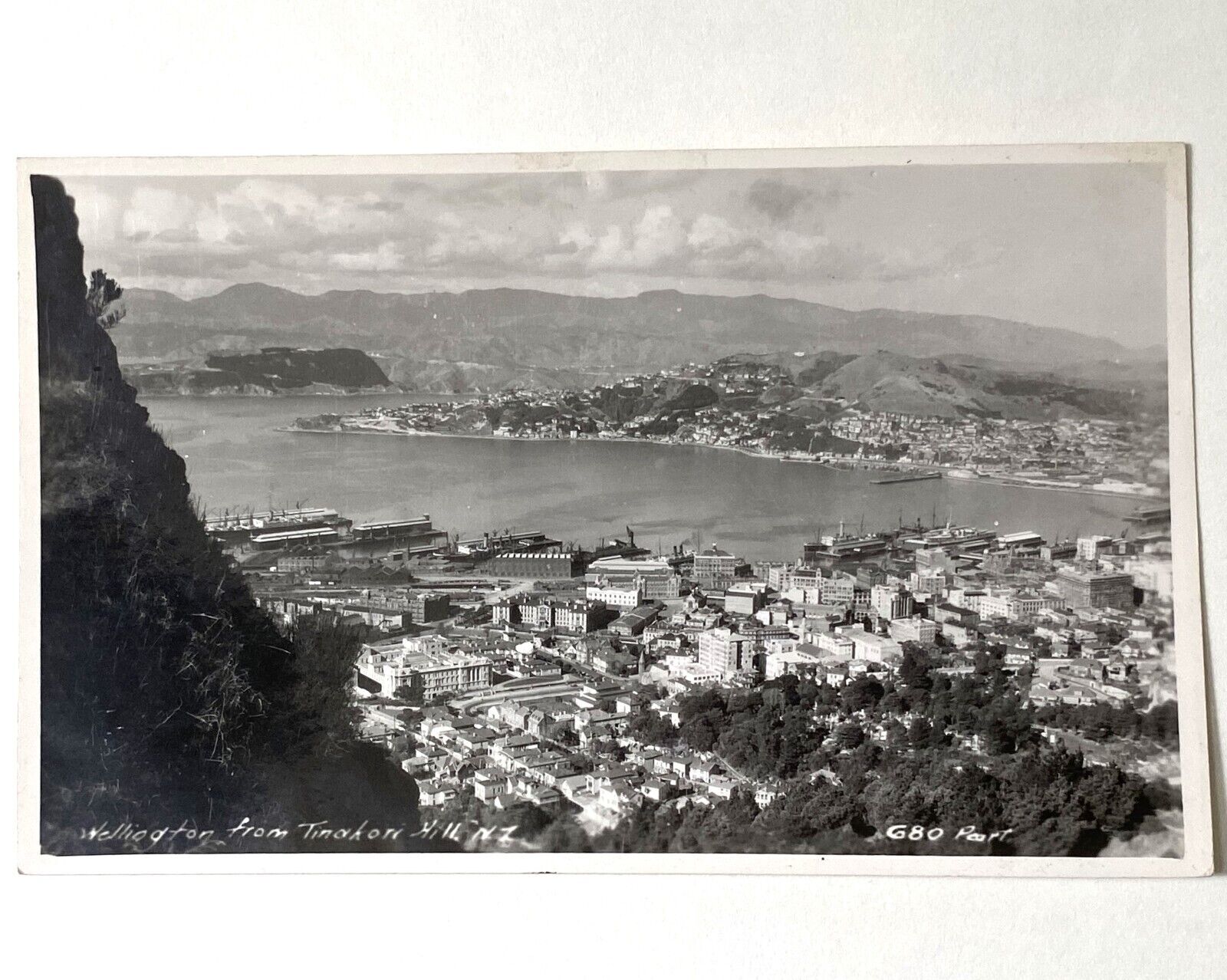 1942 Vintage RPPC Wellington New Zealand Aerial Birdseye View Photo Postcard