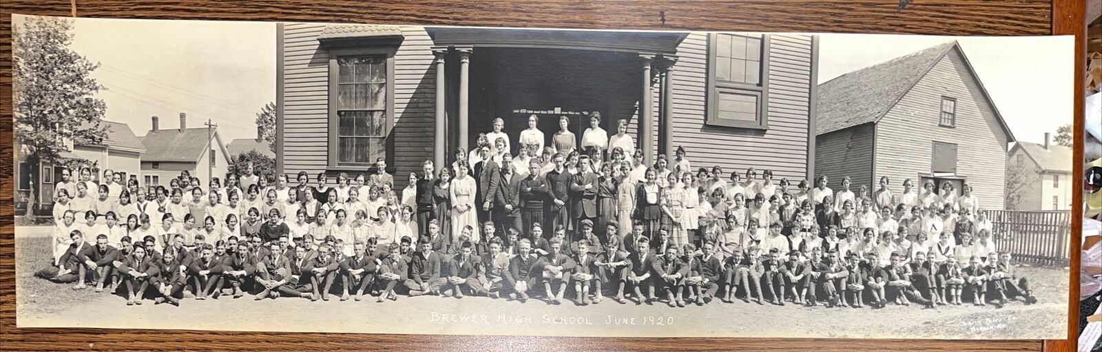 Antique Panorama 1920 Class Photo: Brewer High School - Smith Photo Bangor Maine