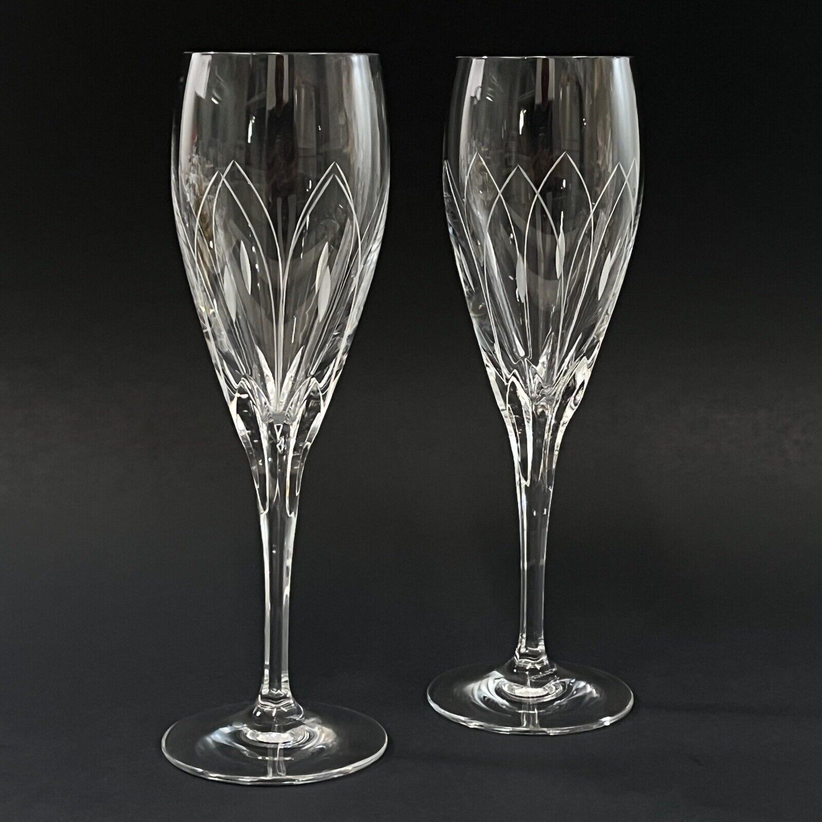 VTG Set 2 Gorham Crystal BOREALIS Champagne Flutes Glasses 8 3/8\