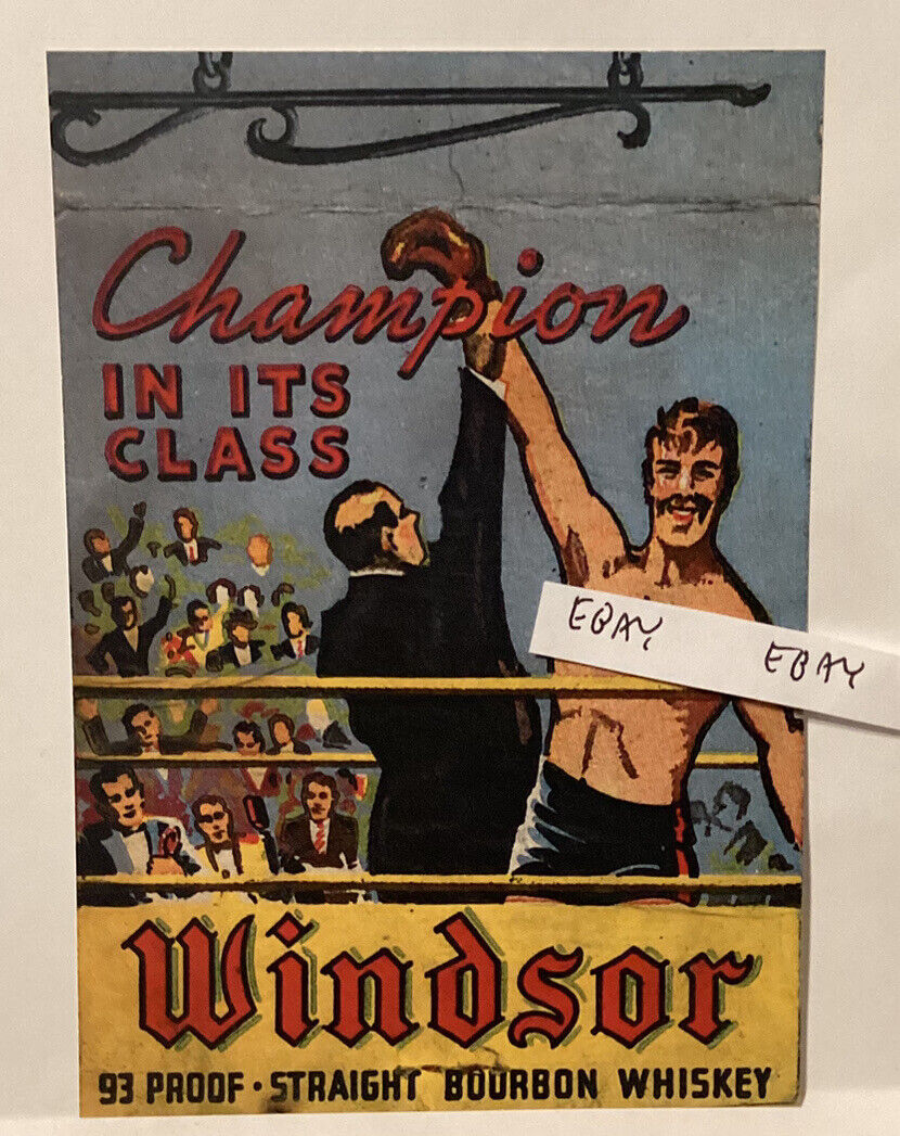 EARLY WINDSOR STRAIGHT BOURBON WHISKEY 93 PROOF CHAMPION BOXER AD NEW POSTCARD