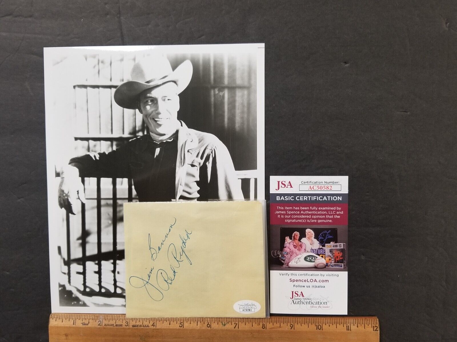 VINTAGE JIM BANNON RED RYDER HAND SIGNED BOOK PAGE W/8X10 PHOTO JSA/COA DS 7722