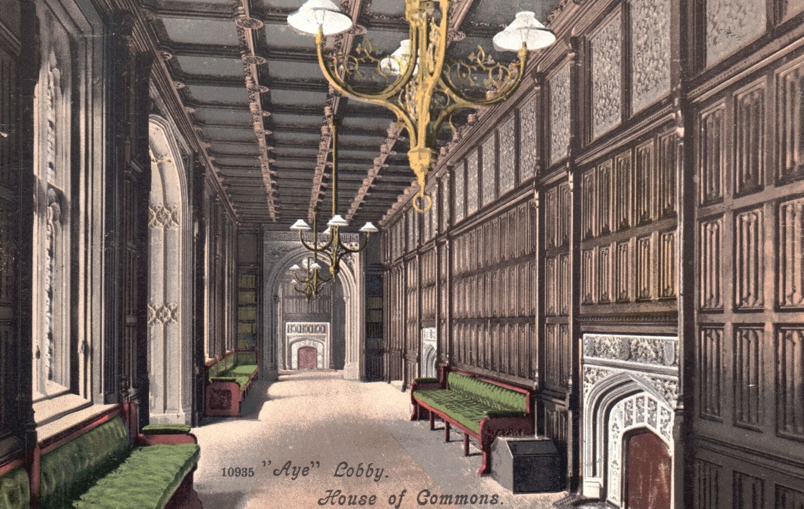 Vintage Postcard Aye Lobby House Of Commons Division Lobbies United Kingdom