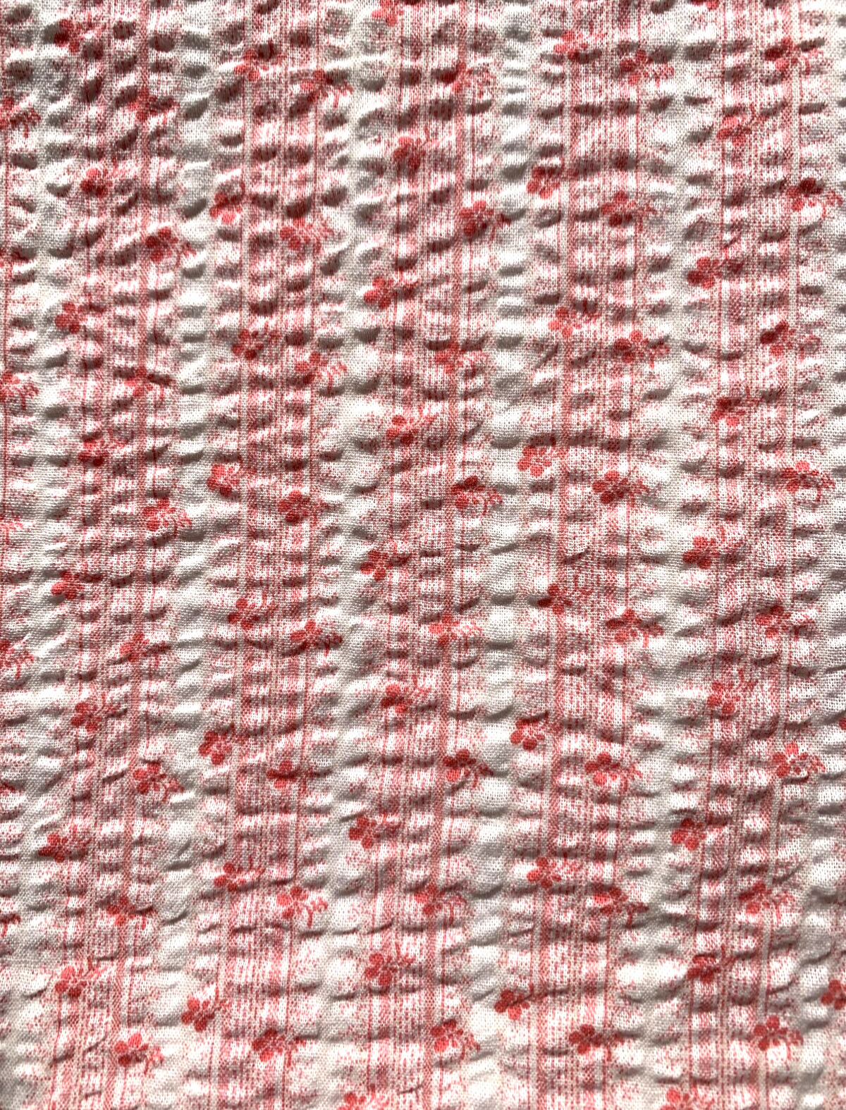 NEW Vintage 1950s PINK Cotton Seersucker Fabric Tiny Pink DAISIES Stripe ~ 3 yds