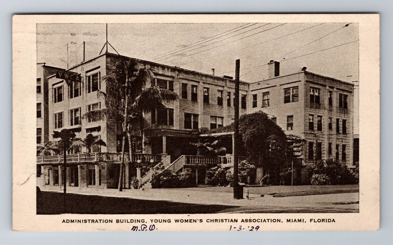 Miami FL-Florida, Administration Building, Antique, Vintage c1929 Postcard
