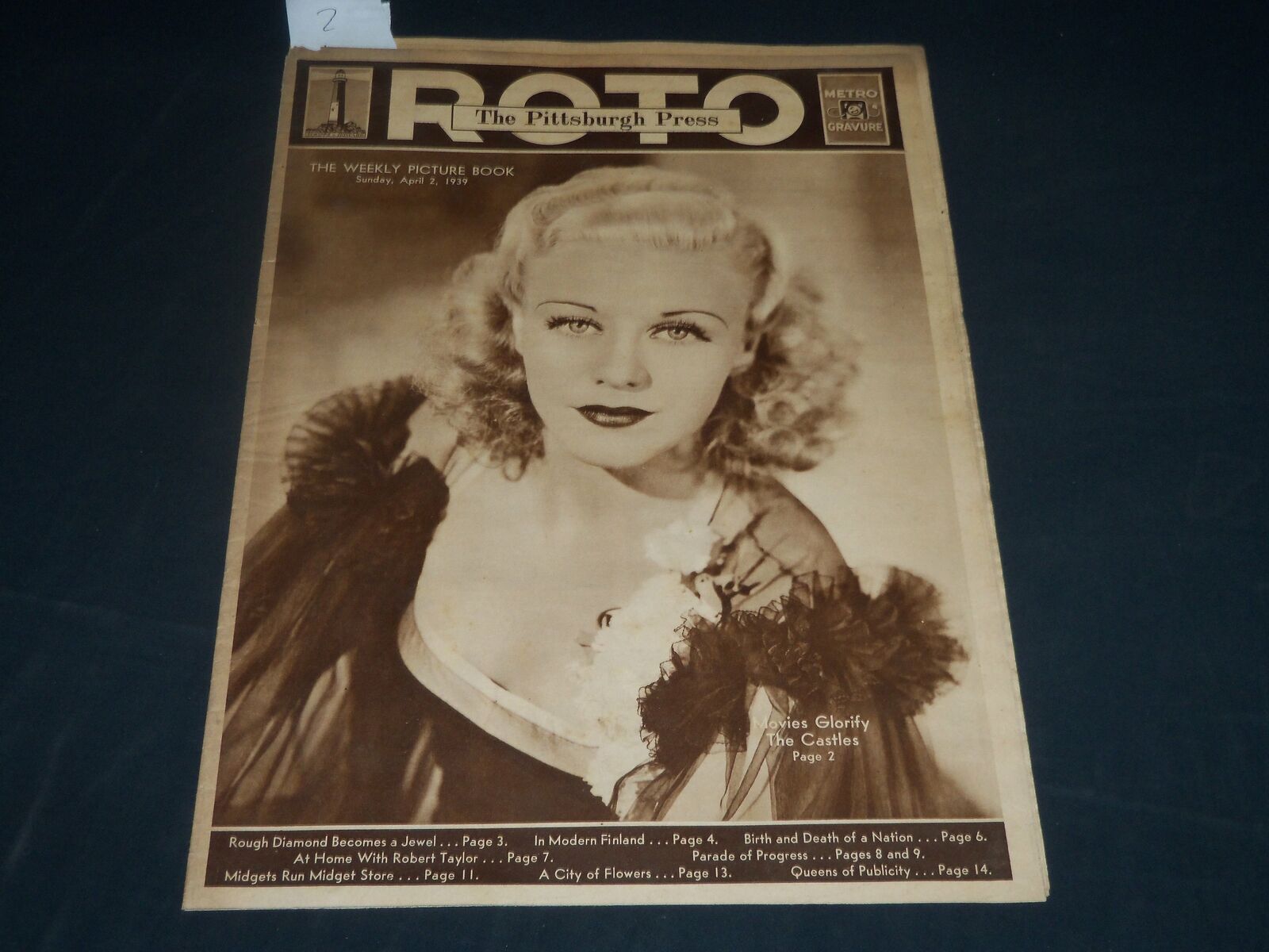 1939 APRIL 2 THE PITTSBURGH PRESS SUNDAY ROTO SECTION - GINGER ROGERS - NP 4596