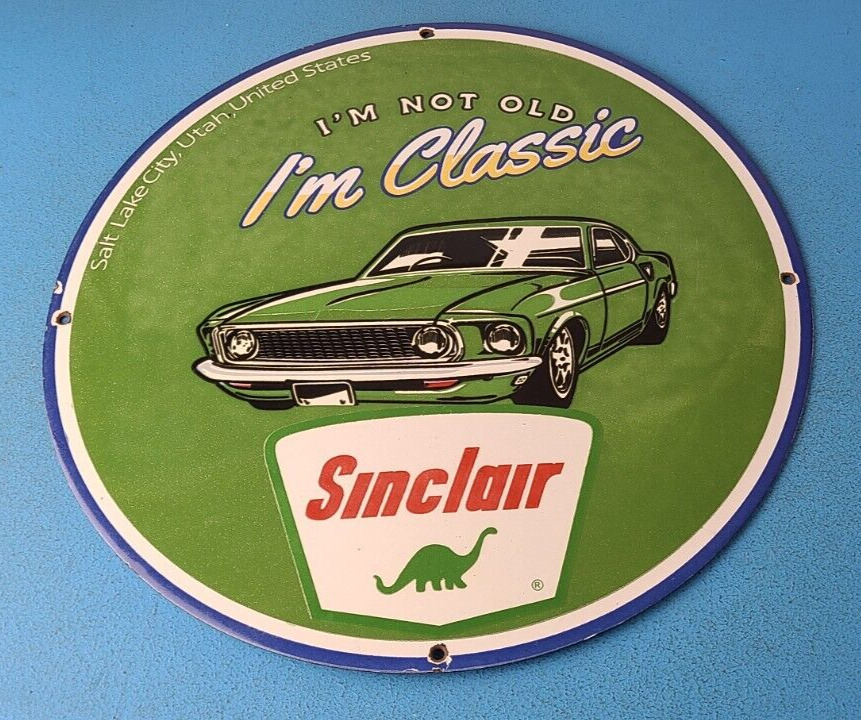 Vintage Sinclair Gasoline Sign - Service I\'m Classic Gas Pump Porcelain Sign