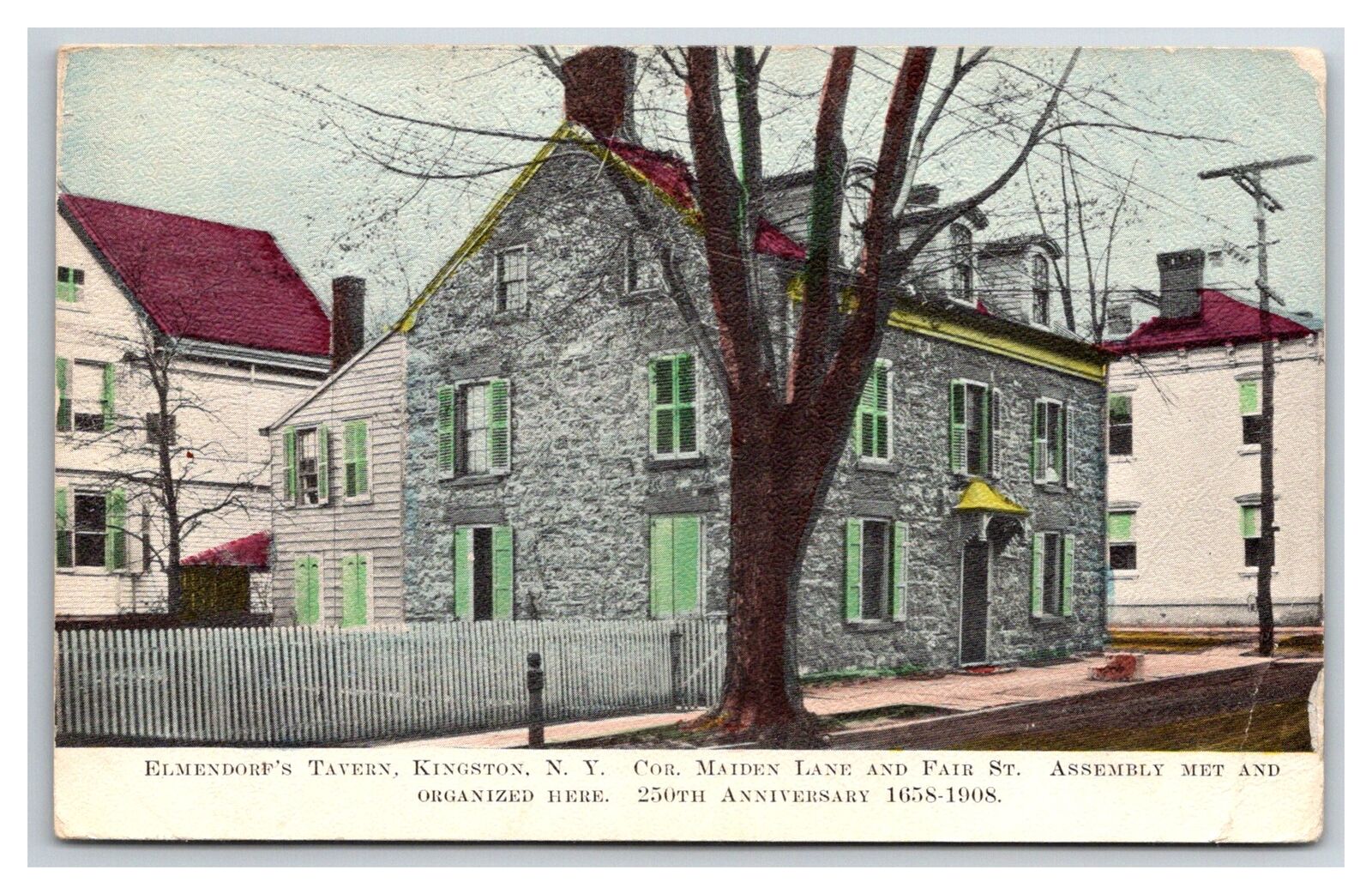 ELMENDORF\'S TAVERN BUILDING POSTCARD KINGSTON NY NEW YORK 1910