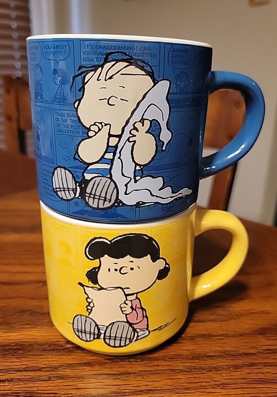 Peanuts 10 oz Ceramic Coffee Mugs Featuring Linus & Lucy