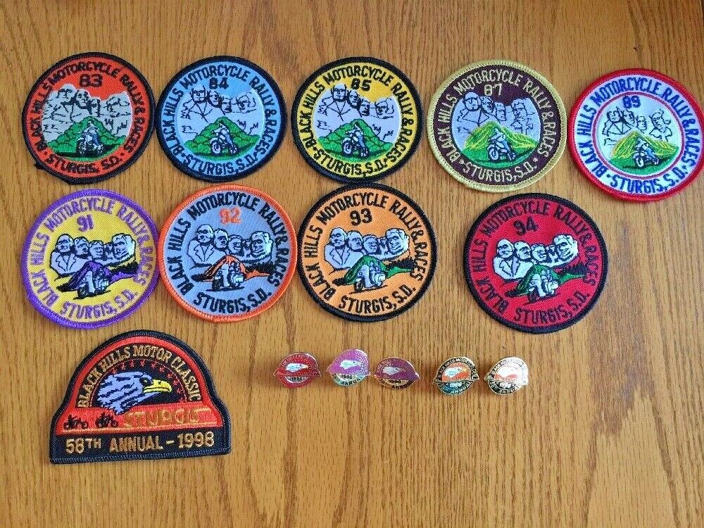 Lot - 10 STURGIS Black Hills RALLY PATCHES & 5 PINS, 9 Jack Pine Gypsy Gypsies