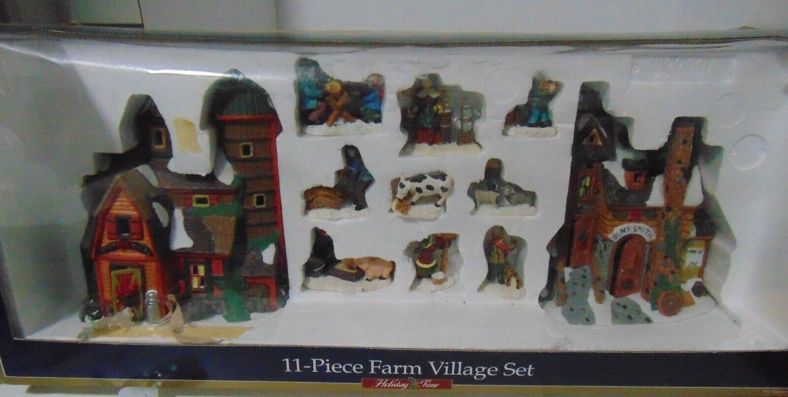 Vintage HOLIDAY TIME 11-piece Farm Village Set- Village Collectibles
