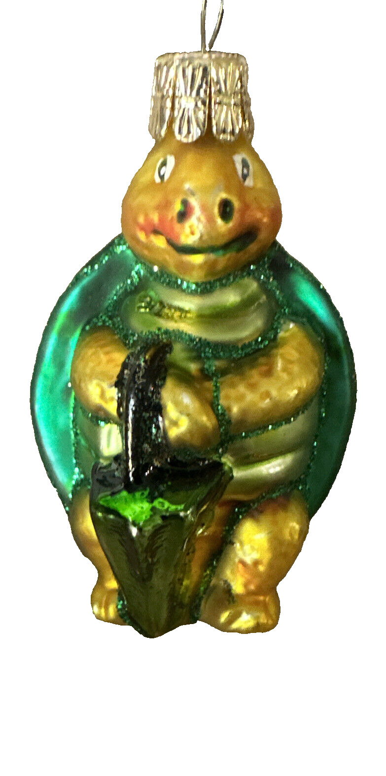 Turtle Christmas Ornament Hand blown glass 3” Vintage