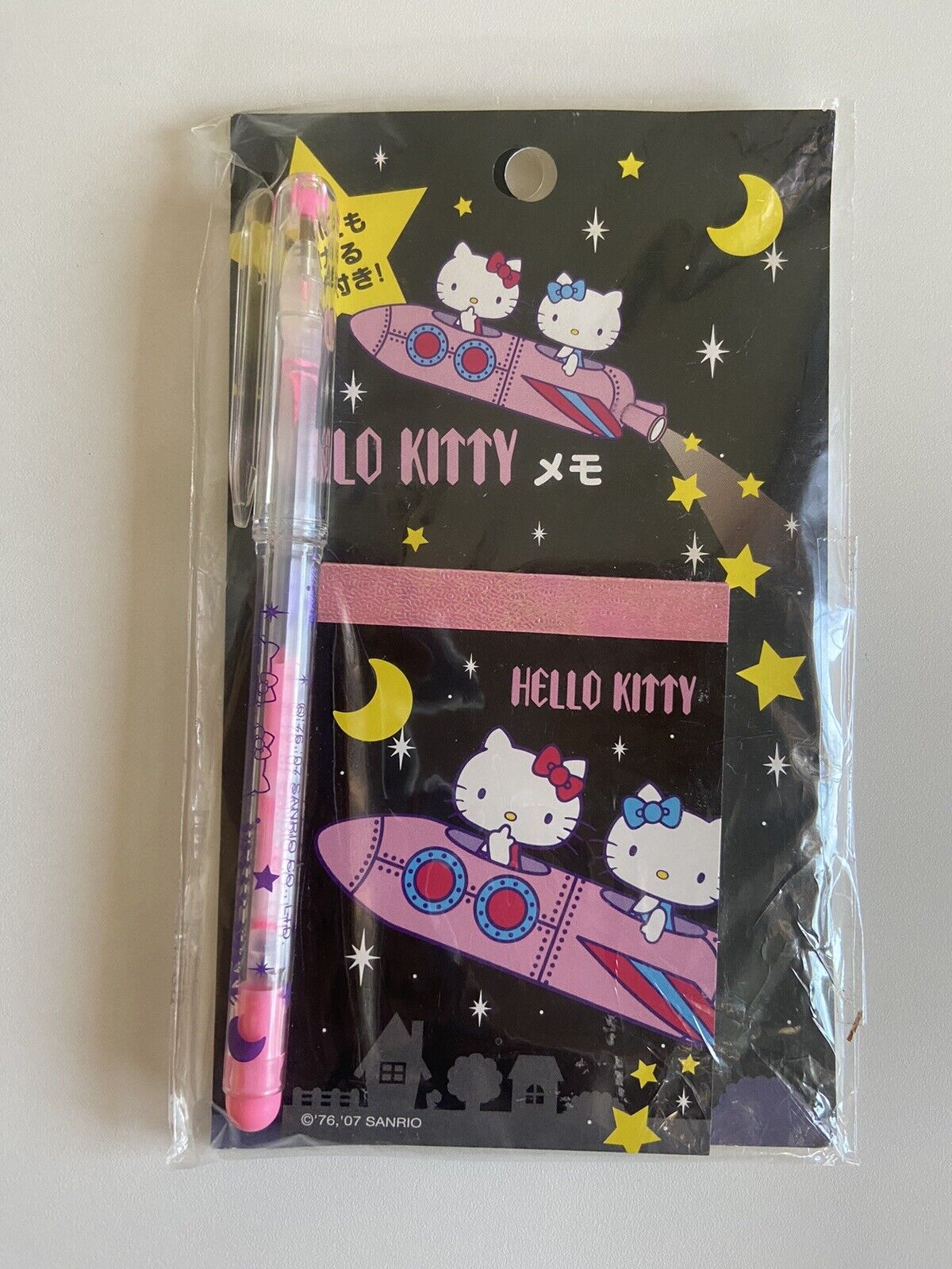 NIP 2007 Vintage Sanrio Hello Kitty & Mimmy Notepad w/Gel Pen Set - Japan