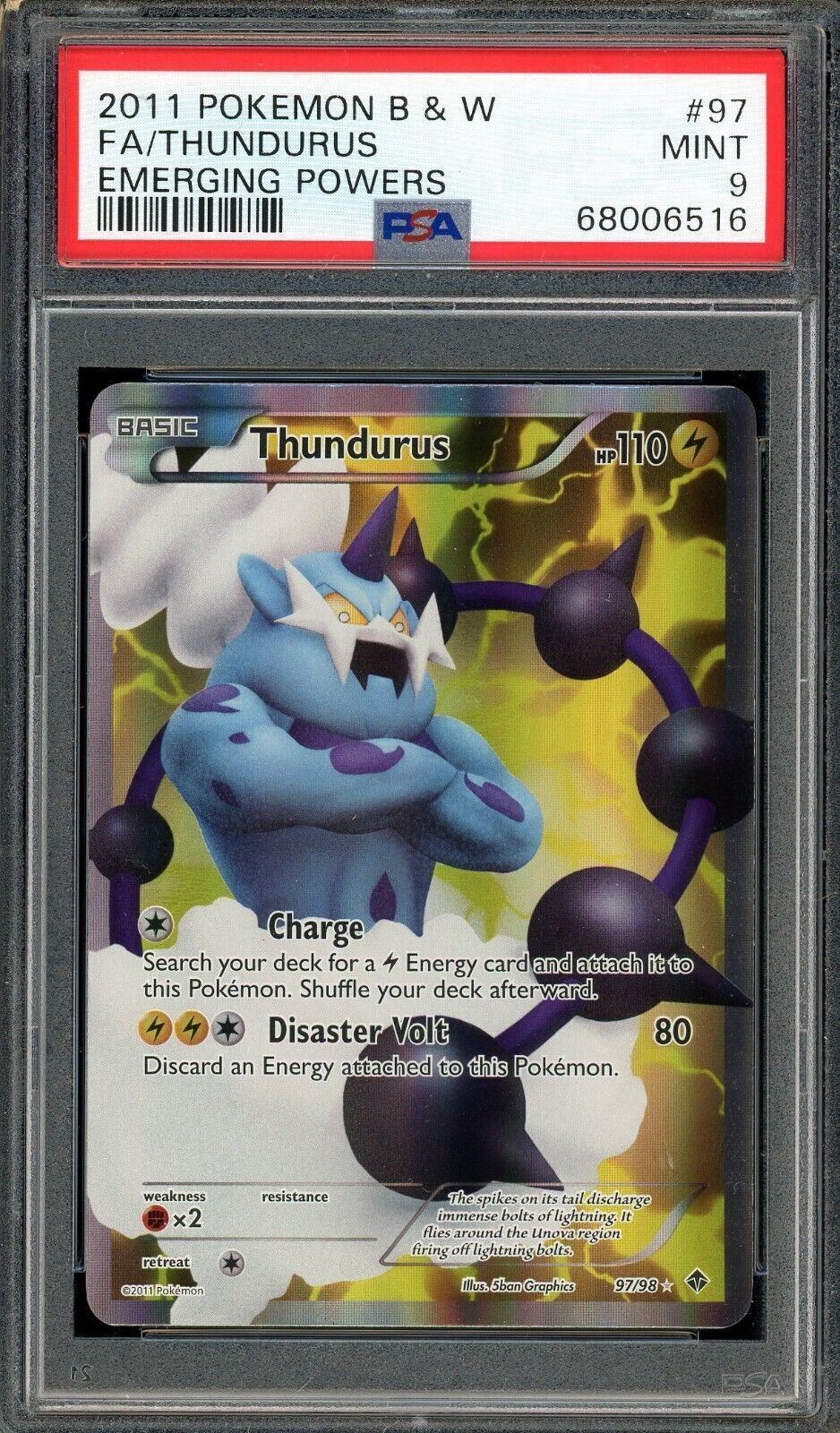 Thundurus 97/98 Emerging Powers Full Art PSA 9 Pokemon Card