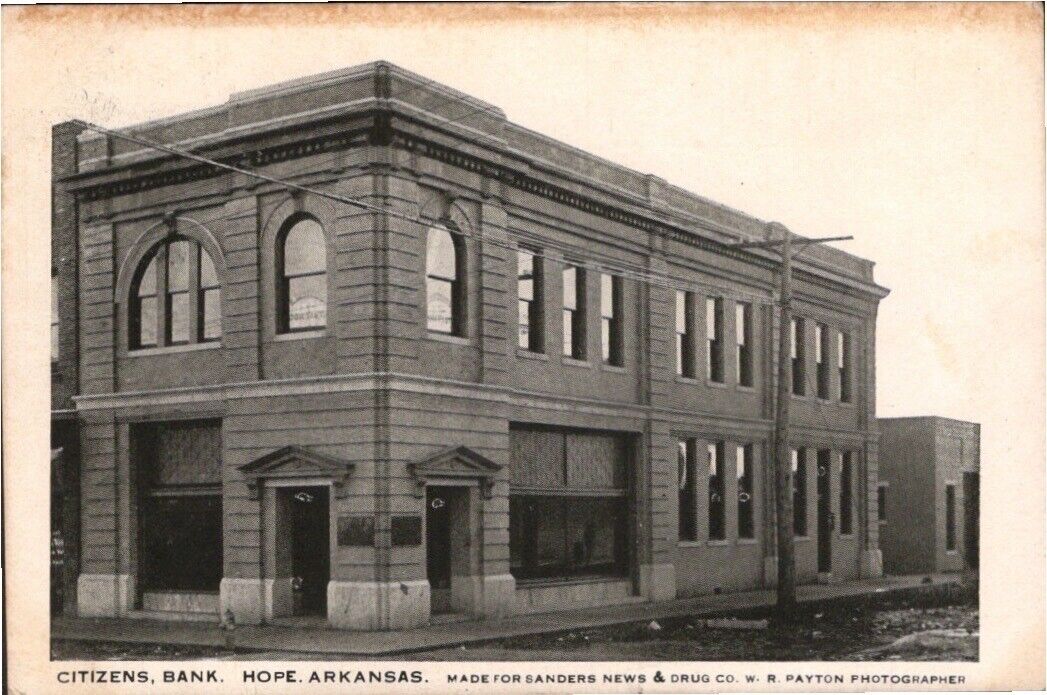 Hope Arkansas Citizens Bank Street View 1906 UDB Postcard