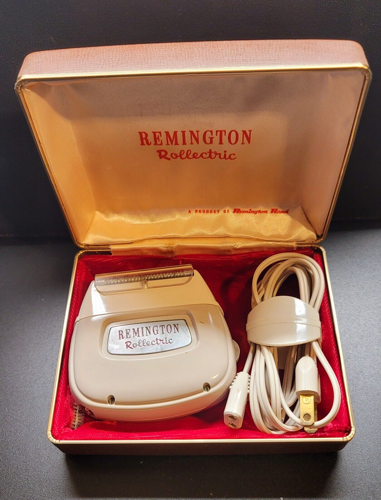 Vintage 1950s Remington Rollectric Electric Shaver Original Hard Case - Works