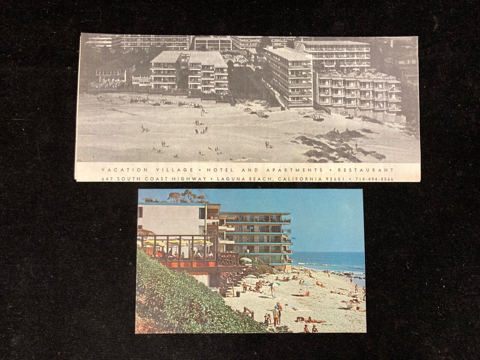1979 LAGUNA BEACH VACATION VILLAGE MOTOR HOTEL SUMMER RATE SCHEDULE & POSTCARD