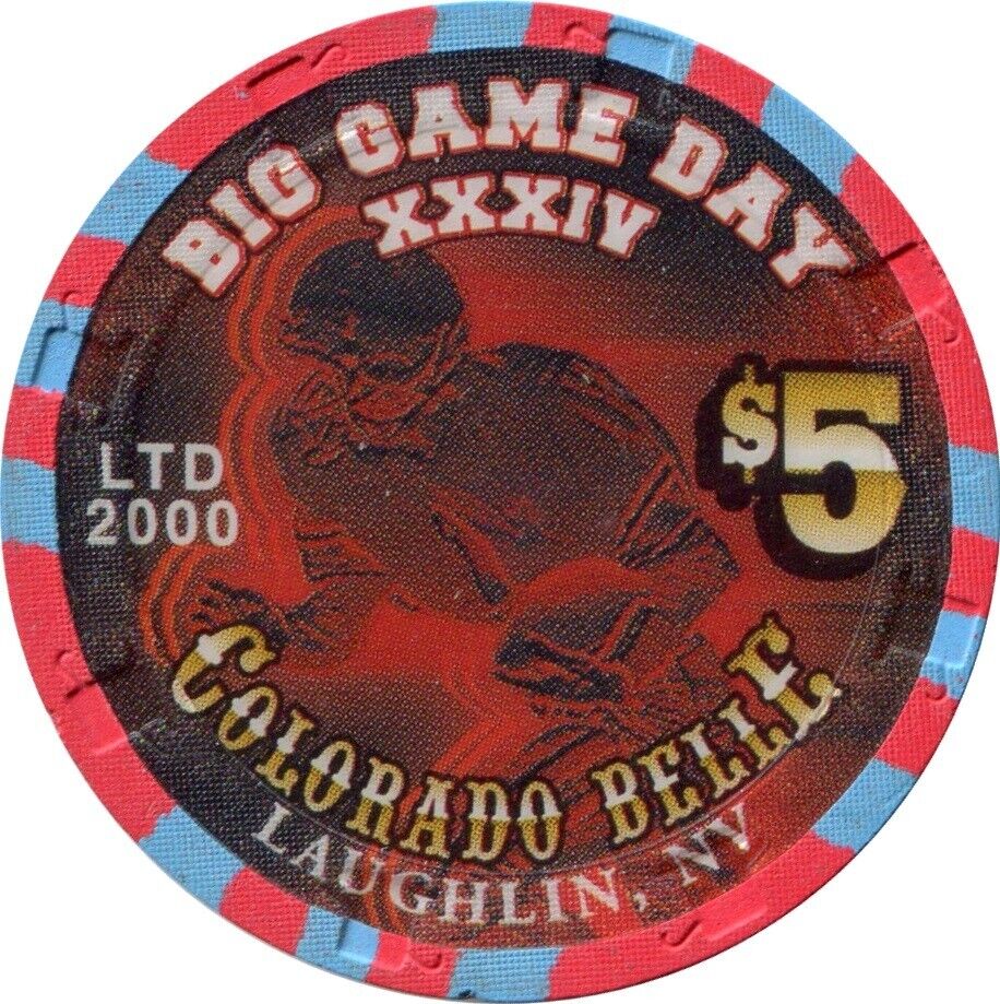 $5  Colorado Belle Casino Chip - Big Game Day XXXIV - Laughlin, Nevada