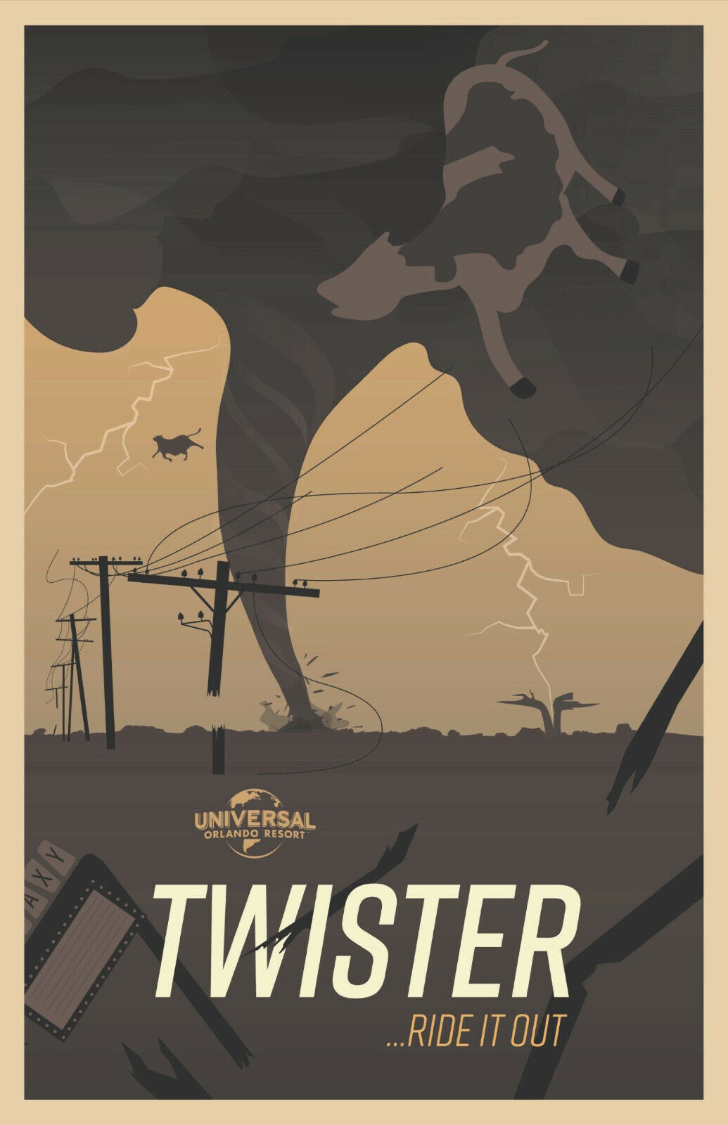 Twister: Ride It Out Universal Studios Attraction Poster Print 11x17 