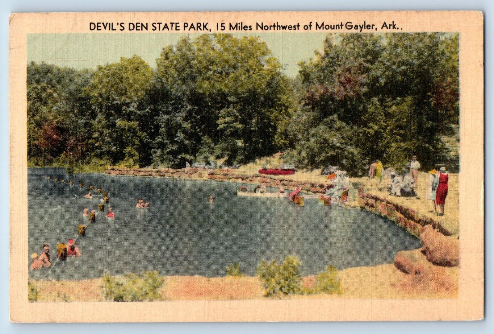 Mount Gayler Arkansas AR Postcard Lake Devil\'s Den State Park Northwest c1940\'s