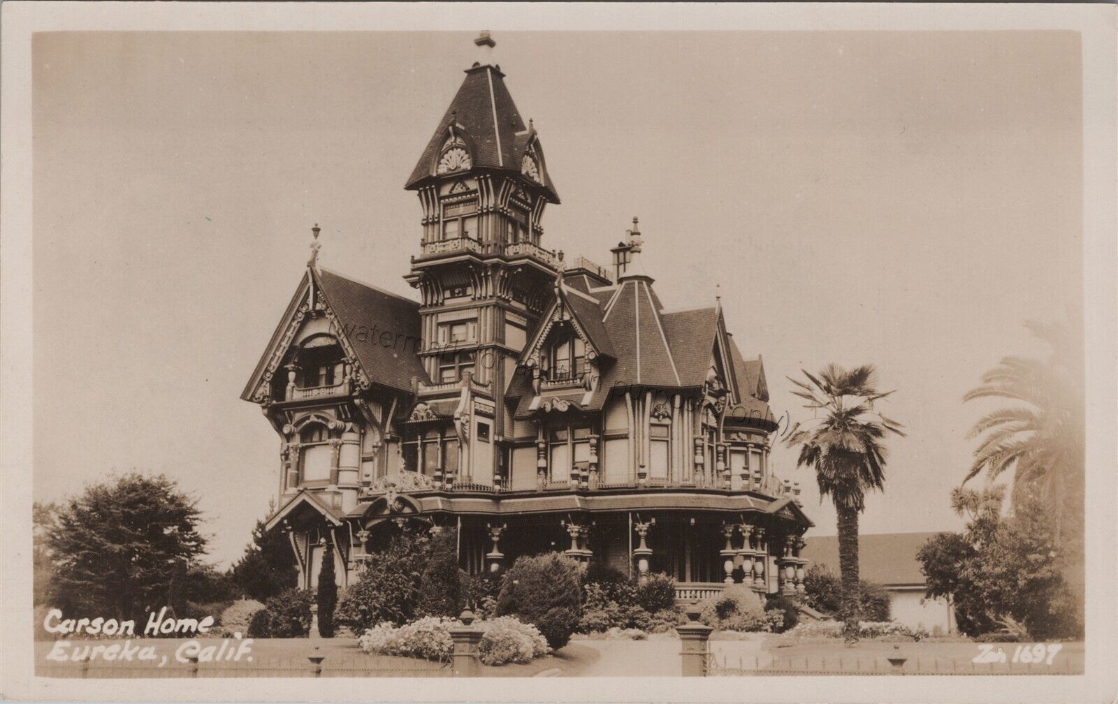 Eureka, CA: RPPC Carson Home, vintage California Zan Real Photo Postcard