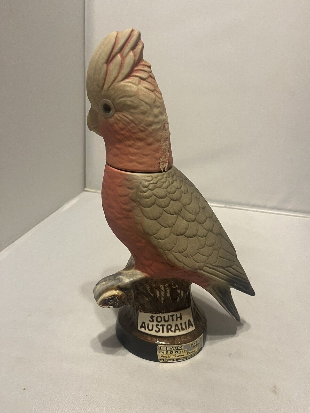 Vintage 1979 Jim Beam South Australia Pink Cockatoo Bird Empty Whiskey Decanter