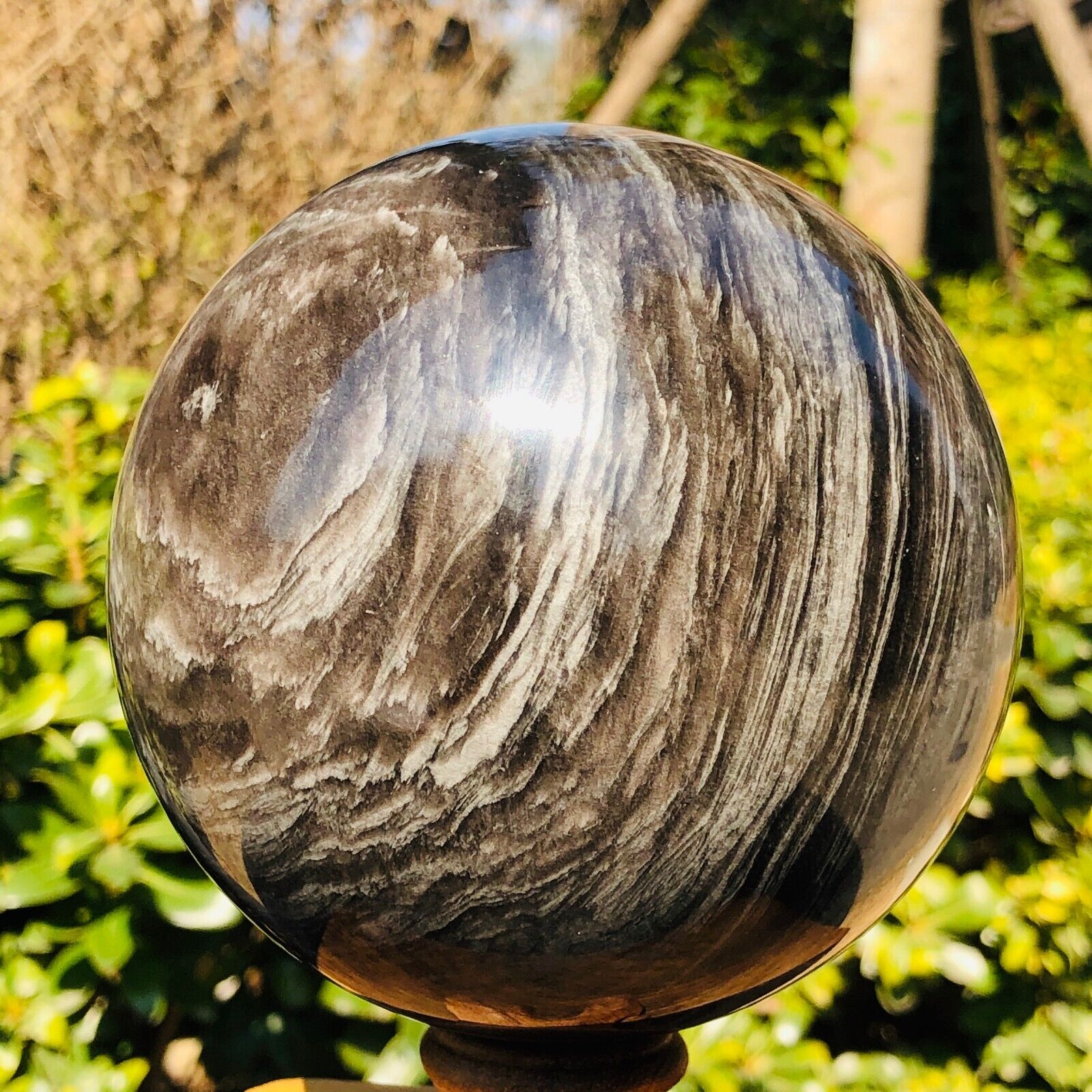 3.89LB TOP Natural Silver Obsidian Sphere Crystal quartz Ball Healing 314
